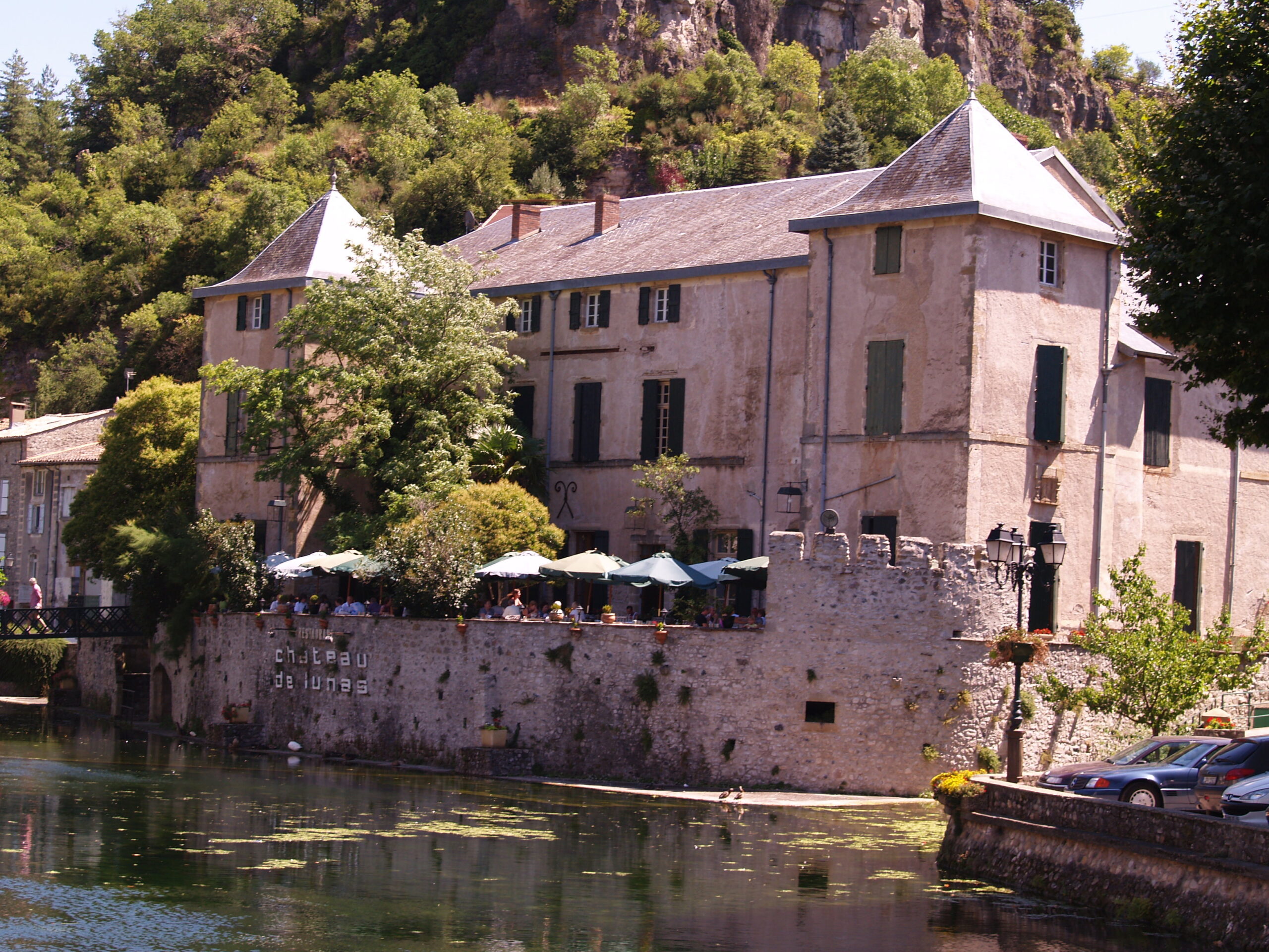 Chateau de Lunas avec des ânes